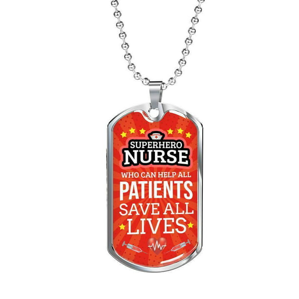 Express Your Love Gifts My Best Nurse Nurse Necklace Stainless Steel or 18k Gold Dog Tag w 24 Chain 
